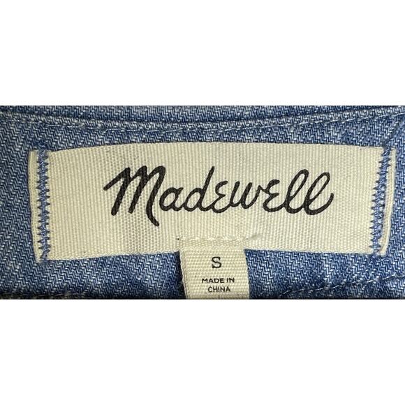 Madewell Denim Popover Babydoll Cotton Linen Blue Jean Mini Dress Shift Girly S - Picture 4 of 7